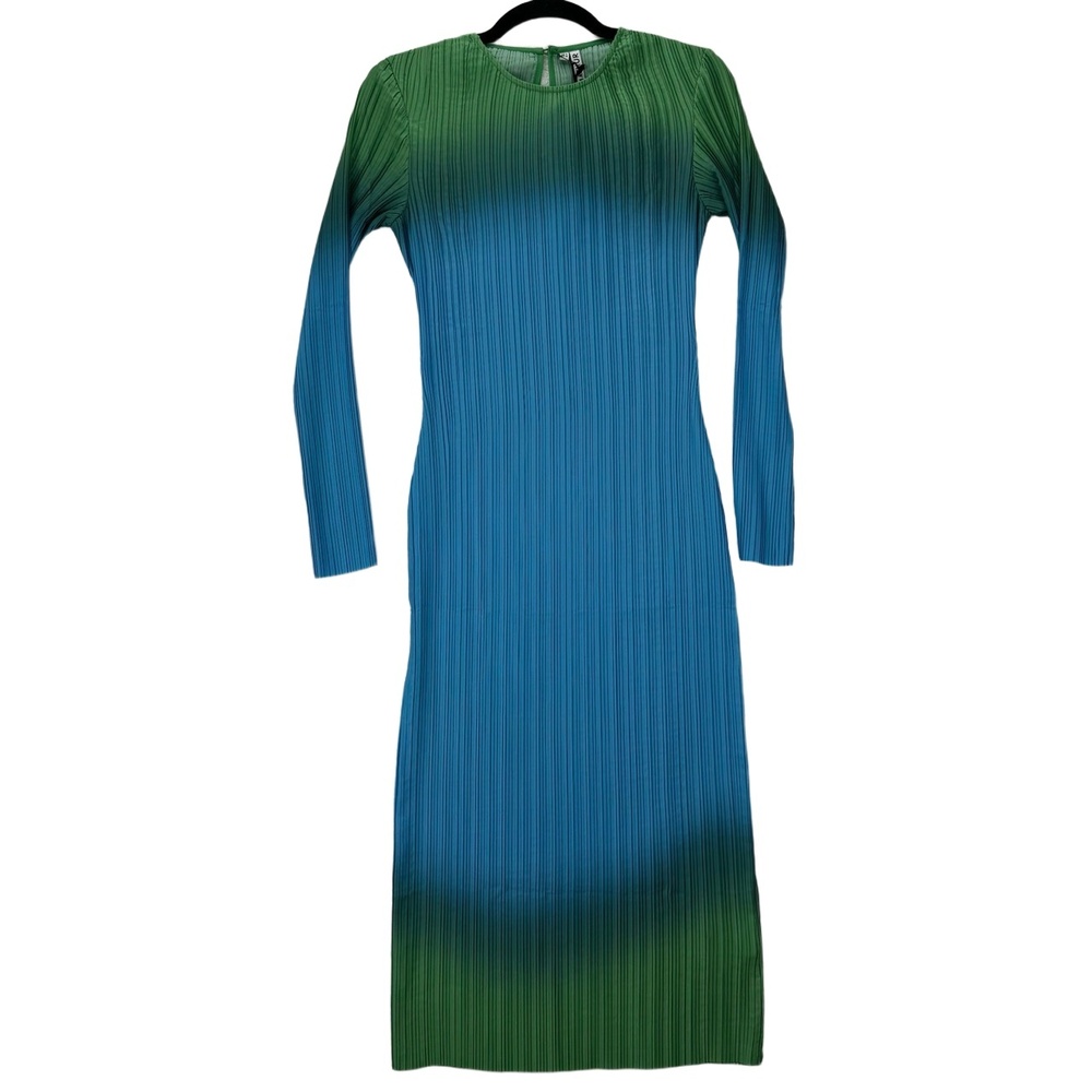 NWT Arthur Dress TDRS2201_27BGO Blue Green Long Sleeve Textured US 4 - Picture 13 of 15